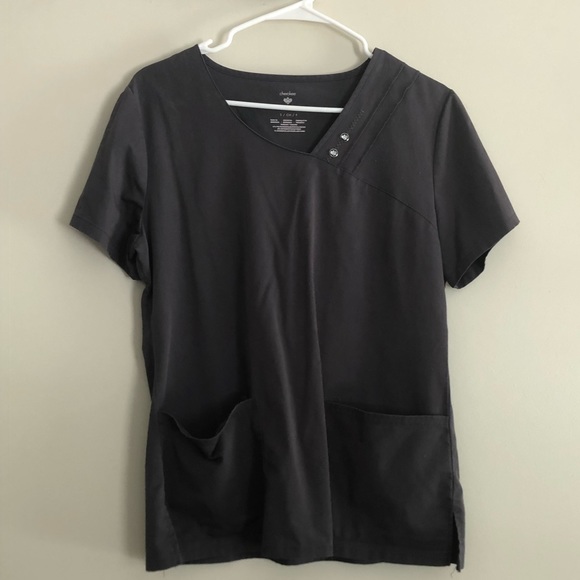 Cherokee Tops - Cherokee Luxe V-neck Scrub Top in Pewter